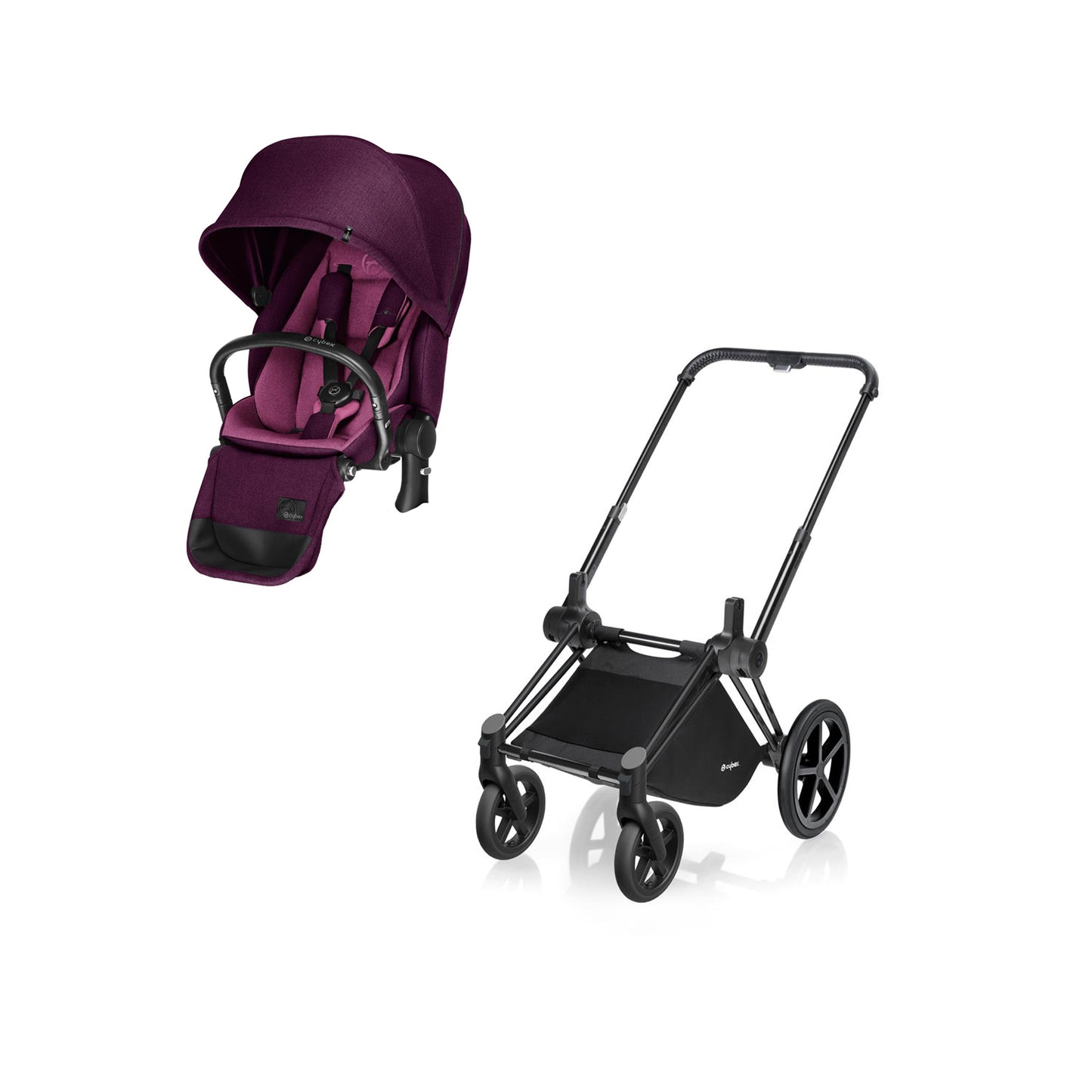 Priam with seat Lux and frame Trekking Mystic Pink Purple Black frame