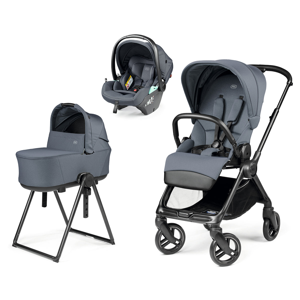Peg Perego 3 in 1 Switch + Culla Flex + Primo Viaggio Lounge NORDIC BLUE